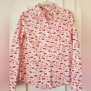 Fox pattern button-down shirt size 6 Boden